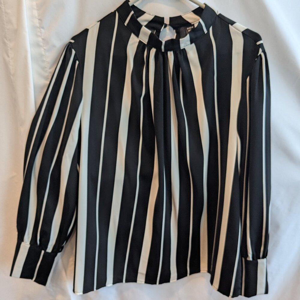 Striped Blouse with Collar Shein Curve 1XL